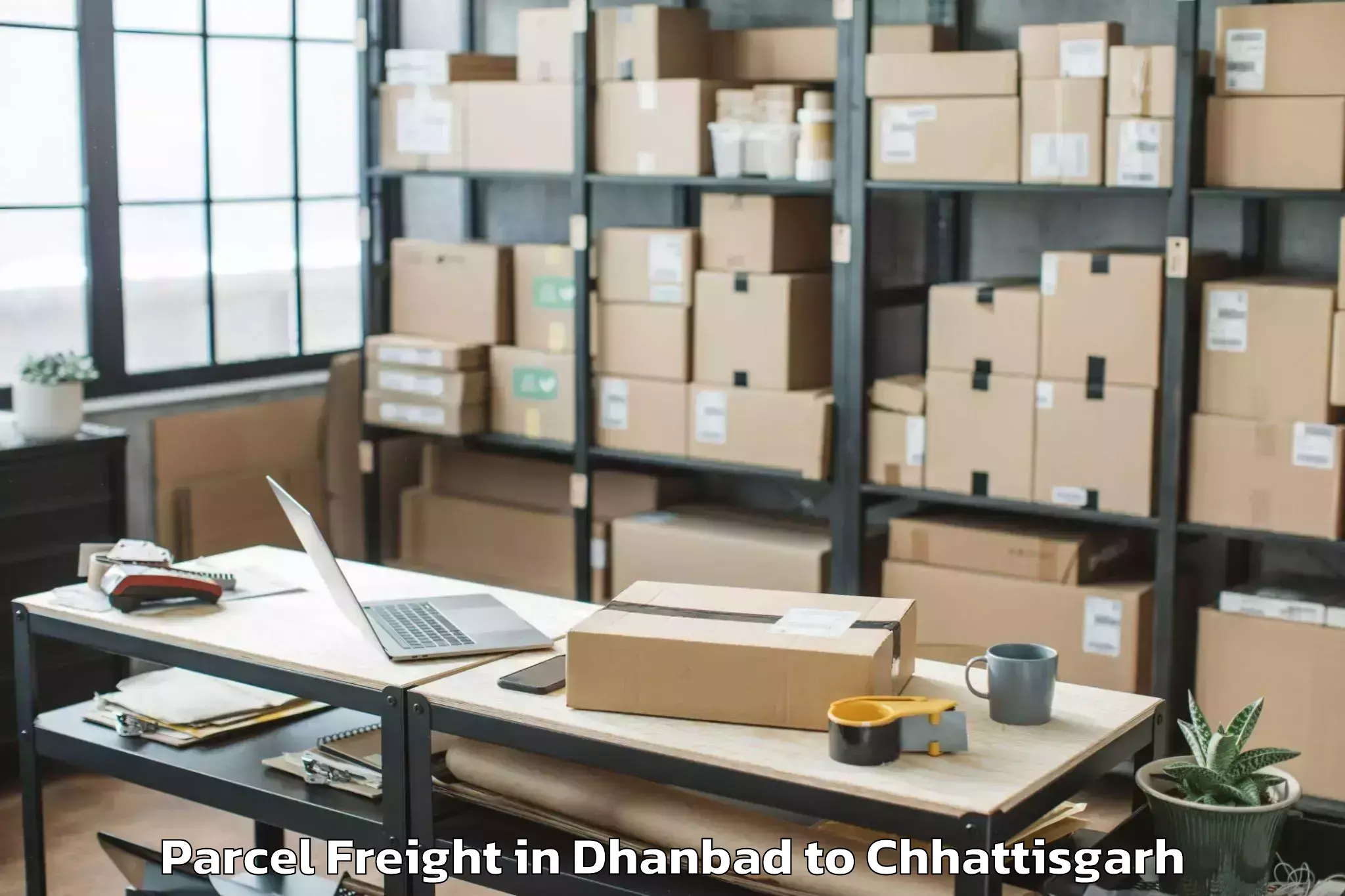 Leading Dhanbad to Baloda Bazar Parcel Freight Provider